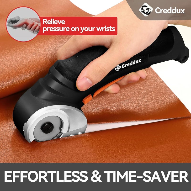 Creddux Cordless Electric Scissors, 4.2V Cardboard Cutter Tool for Cardboard Carpet Leather Packages Plastic with Rechargeable Battery Black - Image 2